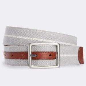 Vineyard Vines Leather & Webbing Reversible Belt in Granite